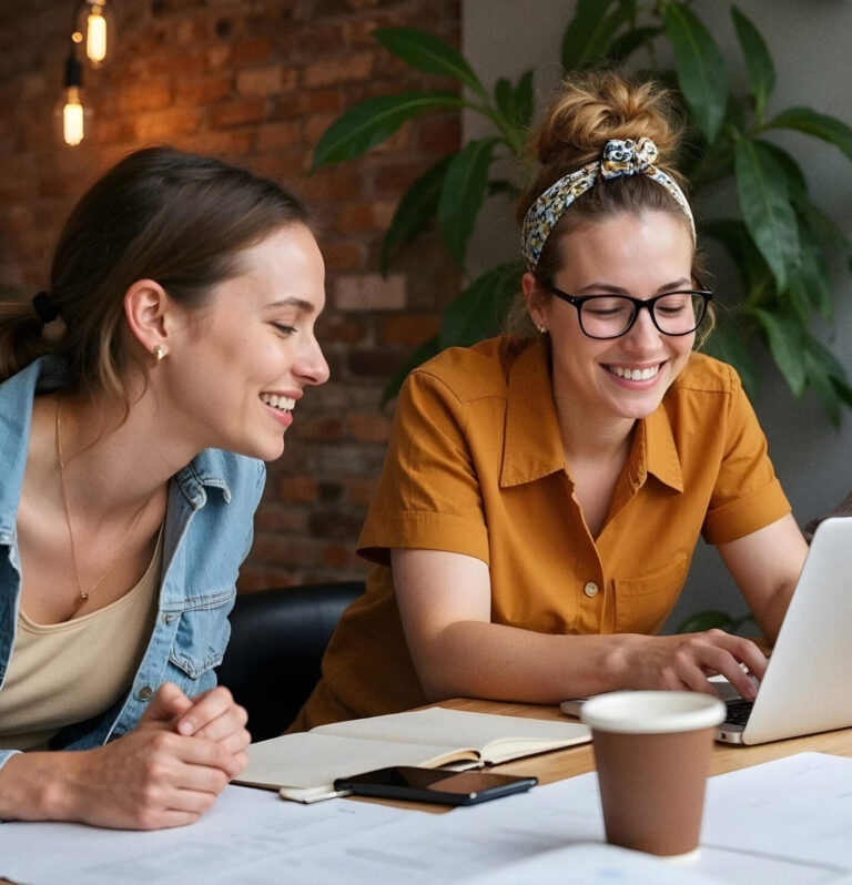 young creative people learning smiling
